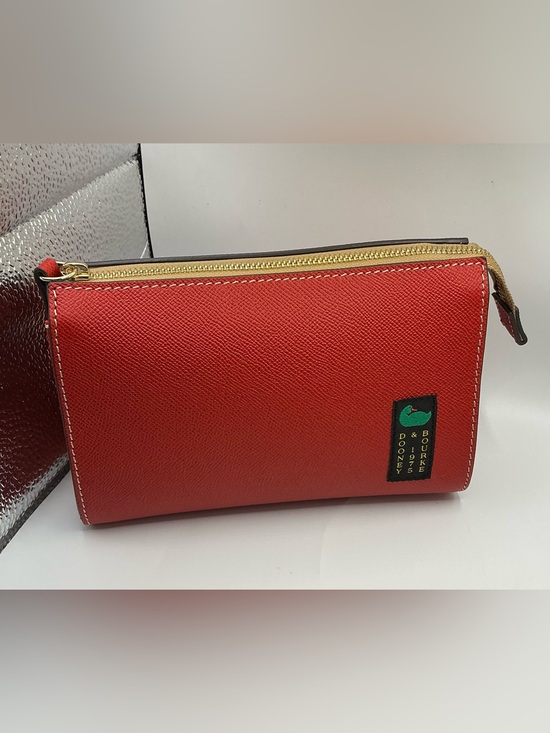 Dooney & Bourke Handbags - Dooney & Bourke Red Textured Zip Pouch with Gold Hardware